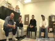 Stupid Slut Tanner gets jizzed on by 5 dudes! 2/16