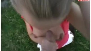 blonde german bitch gets fucked on car hood