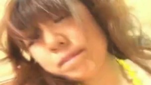Shaved pussy teen Rika Hayama gives head and gets nailed!