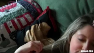 Cute blonde amateur Nina Lane rides her neighbor's cock