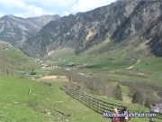 Mountain fuck fest blonde gets hard cock outdoor sex