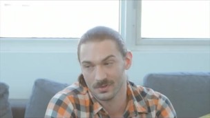 GayCastings bearded man takes huge load on face
