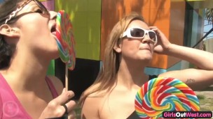 Lusty lesbian amateurs on roller skates