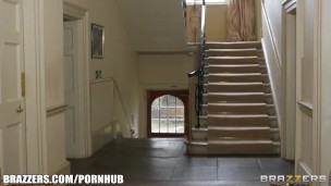 Bubble-butt blonde rides a huge cock until she squirts