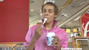 18 Twink Gets First Public Handjob