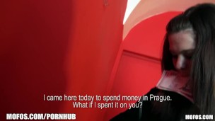 Natural Czech brunette trades cash for a rough fuck in public