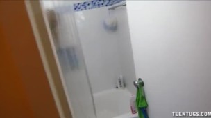 Hot Babe Fast Handjob In The Bathroom