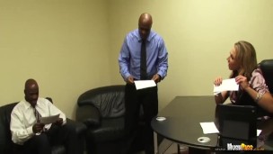 Nikki Sexx has her 2 big black cock employees fuck her to keep their jobs!