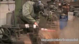 Cute blonde gets a full hardcore pussy service at her local garage