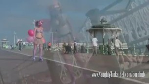 Rollergirl Tinkerbell licks and fucks strangers sticky lollipop in park