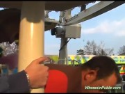 cute Chick rides tool in fun park