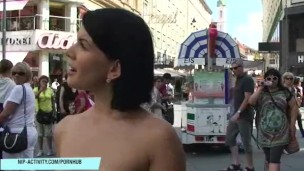 Naked Rihanna has fun on public streets