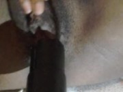 Ebony teen streches her pussy with toy pt1 12/16
