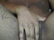 Ebony teen streches her pussy with toy pt1 7/16