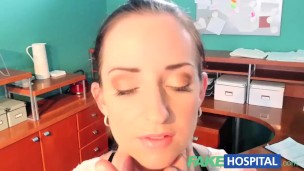 FakeHospital Sexy patient bent over the receptionists desk and fucked hard
