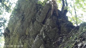 Nacked Rock climbing