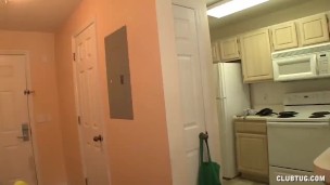 Topless Teen Jerks Off The Technician