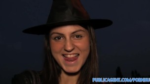 PublicAgent Halloween witch gets fucked behind a tree in POV