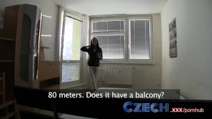 Czech Stunning brunette estate agent sucks and fucks in apartment