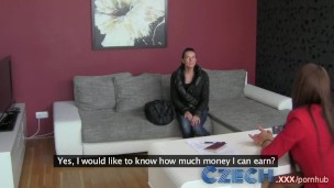 Czech MILF gets down and sticky with sexy with black haired beauty