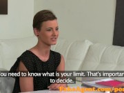 FakeAgent Skinny brunette babe sucks and fucks in casting
