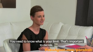 FakeAgent Skinny brunette babe sucks and fucks in casting