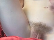 Cumming with Cum: GF begs for cum on bush then masturbates with cum 8/16