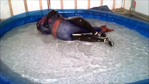 The Orca frogman has spiderman trapped in his jerkoff pool
