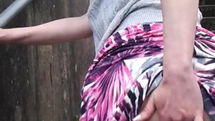 Hot milf masturbates in public