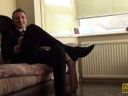 Ginger slut Sabrina Jay gets throated and coated with cum 2/16