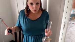 Milf takes bong rip