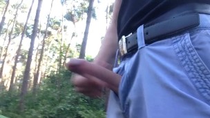 boy pissing and playing with his dick in public