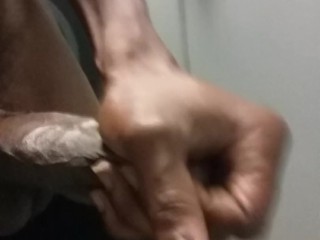 At work playing  with my big black dick