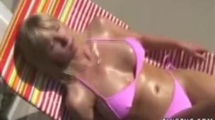 Horny milf under the sun handjob