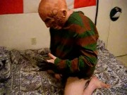 #SexyHalloween2015 Freddy Jeffy riding dildo and jerking cock