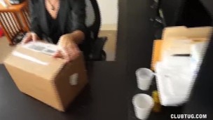 Milf handjob at the office