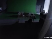 Behind the scenes on a PUBA set with Elsa Jean & Daisy Monroe