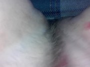 Playing with my pussy on my friends couch