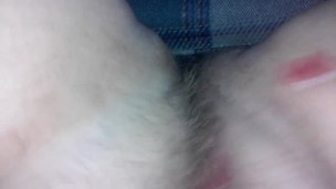 Playing with my pussy on my friends couch