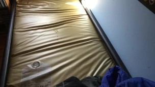 Another jack-off cum on waterbed vid