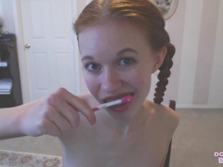 Cute Teen Dolly Little Brushing Her Teeth