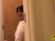 Mature english sub gets face drenched in cum 1/16