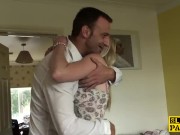 Real cumswallowing sub spanked while sucking 2/16