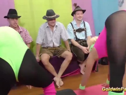 lederhosen gangbang with aerobic teens
