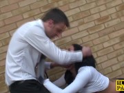 Alternative brit submissive facialized before being drenched 7/16