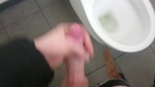 POV jerkin off in piblic toilet,cum on floor: fan requested