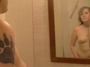 Thin Girl Big Butt Showing Off in Mirror