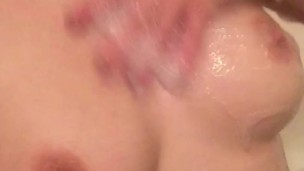 Cherry pop plays with her boobs in bathtub
