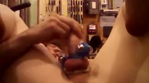 Stranger Jerks off Straight Hunks Big Cock in Back of Public Gym with Toys