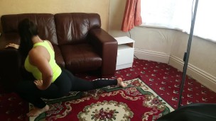 Little Abbie big butt ass natural tits exhibition stretching workout dancer